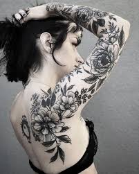 Black And White Womens Flower Sleeve Tattoo Art And Tattoo Https Www Instagram Com Artandtattoo935https Tattoos For Women Flowers Floral Tattoo Sleeve Arm Tattoos For Women