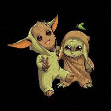 Baby Yoda And Groot Novelty T Shirt Design For Download Cute Cartoon Drawings Cute Disney Wallpaper Baby Yoda And Groot