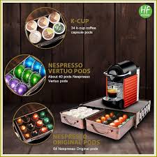 Maybe you would like to learn more about one of these? Buy Coffee Pod Holder With 2pcs Multifunctional Storage Drawer Organizer For Tea Bags K Cup Pods Nespresso Dolce Gusto Cbtl Verismo For Holding 60 Coffee Pods Retro Brushed Bronze Online In Uae B07zgky2ws