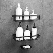 Gricol Shower Shelf No Drilling Space Aluminum Wall Mounted Rectangle Storage Organiser Shower Organization Bathroom Organisation Bathroom Shower Organization