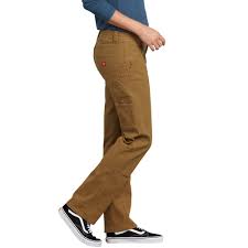 Dickies fd2500 women's stretch double-front carpenter pants - Rinsed Brown Duck, 14