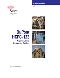 dupont hcfc 123 properties uses storage and