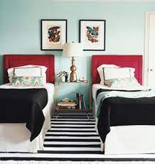 Pillows, sheets, covers, mattress, blankets & throws Small Bedrooms With 2 Beds That Two Twin Beds As Opposed To One Queen Bed Could Be More Versatile Guest Bedroom Decor Red Headboard Bedroom Design