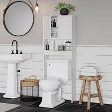 Over Toilet Cabinet With Adjustable Shelf White Riverridge Home Over Toilet Adjustable Shelving Toilet Storage