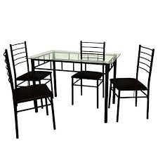 Efd Tempered Glass Dining Table Set Of 5 Pieces Sitting For 4 Modern Heavy Duty Black Glass Dining Table Set Kitchen Table Settings Home Office Furniture Sets