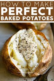 Bake potatoes along with whatever else you are baking and gauge the cooking time according to oven temperature. Perfect Baked Potato Recipe The Forked Spoon