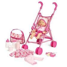 Kid Connection Baby Doll Stroller 9 Piece Play Set Walmart Com Baby Doll Strollers Baby Doll Set Baby Dolls