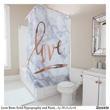 Love Rose Gold Typography And Faux Marble Shower Curtain Zazzle Com Marble Showers Gold Bathroom Decor Rose Gold Shower Curtain
