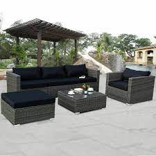 6 Piece Rattan Wicker Patio Furniture Set Sectional Sofa Couch Yard W Black 424 79 Patio Patio Sofa Set Wicker Patio Furniture Sets Wicker Patio Furniture