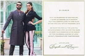Just In Ranveer Singh And Deepika Padukone S Wedding Invitation Card Is Here Wedding Invitation Cards Wedding Invitations Invitation Cards