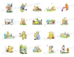 Printable Winnie The Pooh Designs Tags Stickers Cupcake Toppers Digital Instant Download Jpg 1 With Circles 1 Without Si In 2020 Winnie The Pooh Winnie Pooh