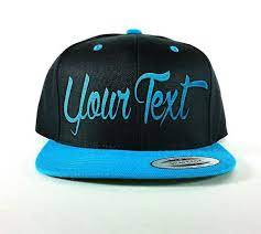 Snapback Hat Black And Teal Your Text Embroidered Custom Cap Flat Bill Hat Snapback Hats Flat Bill Hats Black And Teal