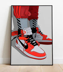 Jordan 1 Off White Wall Art Hypebeast Poster Sneaker Posters Nike Poster Sneaker Art