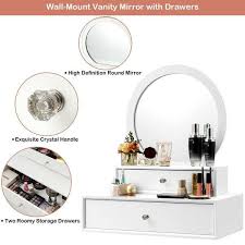 These pieces create order out of makeup chaos, allowing you to separate and categorize your cosmetics. Makeup Dressing Wall Mounted Vanity Mirror With 2 Drawer 20 X 10 5 X 23 5 L X D X H Overstock 32262236