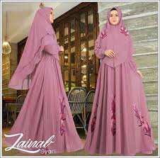Gamis dengan brokat warna salem Baju Gamis Pesta Zainal Syar I Bahan Ceruti Babydoll Faniz Store