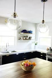 The Full Kitchen Reveal Chris Loves Julia Contrasting Counter Cabinets Wood Island Un Kitchen Lighting Fixtures Diy Kitchen Lighting Kitchen Design Small
