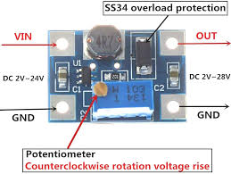 The mt3608 features automatic shifting to pulse frequency modulation mode at light loads. Buy Onyehn Sx1308 Adjustable Step Up Power Module Dc Dc Boost Converter Voltage Regulator 2 24v To 2 28v 2a 10 Pack Online In Indonesia B07g58576x