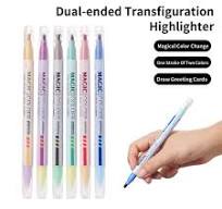 Magic Colour-Changing Highlighter Pen Set – Double-Ended ...