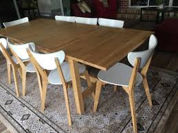 Bedroom kitchen living room dining room bathroom children's room home office hallway outdoor ikea for business food & beverages decoration. Ikea Dining Table With 8 Chairs Home Furniture Furniture On Carousell