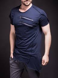 Saw Men Asymmetrical Zippers T Shirt Navy Blue Zippers Fashion Mens Tshirts White Jeans Men