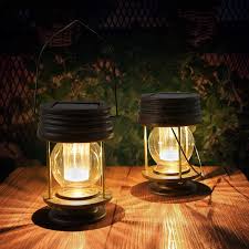 Pearlstar Solar Lantern Hanging Solar Lights Outdoor 2 Pack Solar Powered Waterproof Led Lanterns Vintage Design For Landscape Yard Garden Pathway Beach Pavilion Decoration Warm Lights Amazon Com
