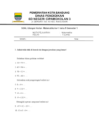 We did not find results for soal matematika kelas 5 semester 1 pdf. Soal Ulangan Harian Ke 1 Matematika Kelas 5 Semester 1