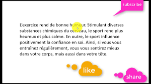 فقرة جميلة وكلمات جميلة بالفرنسية L Importance Du Sport De Youtube