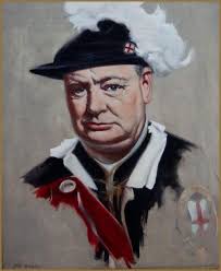 Portrait of Sir Winston Leonard Spencer Churchill, (1874–1965) in Garter  Robes