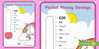 Unicorn Themed Pocket Money Savings Chart Money Bank