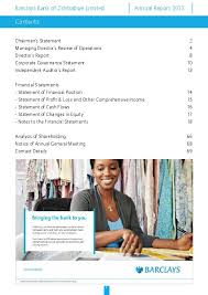 Why won't my printer print the whole barclays bank statement? Barclays Bank Of Zimbabwe Limited 2013 Annual Report Africanfinancials