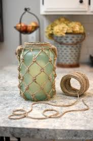 Diy Sea Glass Rope Lantern A Wonderful Thought Rope Crafts Mason Jar Diy Jar Crafts