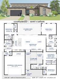 Courtyard23 Semi Custom Home Plan 61custom Contemporary Modern House Plans Courtyard House Plans Modern Contemporary House Plans Contemporary House Plans