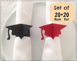 Graduation Cap Set Of 10 Paper Napkin Rings 5 Red 5 Black Graduation Party Decorations Party Supplies Table Decor Paper Napkin Rings Gc43 Paper Napkin Rings Graduation Party Decor Graduation Party Table