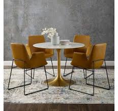 Tulip Dining Table With 40 Round Marble Top Gold Base 1 123 62 864 33 Marble Dining Dining Table Marble Dining Table Gold