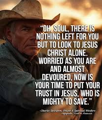OH, SOUL, THERE IS NOTHING LEFT FOR YOU BUT TO LOOK TO JESUS CHRIST ALONE.  WORRIED AS YOU ARE AND ALMOST DEVOURED, NOW IS YOUR TIME TO PUT YOUR TRUST  IN JESUS,