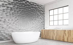 En plein projet de rénovation j'ai très envie de faire une salle de bain toute blanche car intemporelle et d'égayer avec un mur de papier peint spécial salle de bain, qui a ça chez elle ? Papiers Peints Salle De Bains Mur Aux Dimensions Myloview Fr