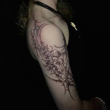 entirely custom cybersigil shoulder piece for @human_flesh0_0 done at @inkfactorybg . . . . #sigilism #sigil #cybersigil #cybertribal #sigiltattoo