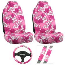 Girly Pink Hawaiian Flower Car Seat Cover Set Auto Accessory In 2020 Girly Car Seat Covers Car Seat Cover Sets Girly Car Accessories