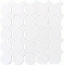 A throwback to the early 1900s, penny tile. Mohawk Octagon And Dot Matte White 12 X 12 Ceramic Mosaic Tile At Menards