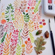 Traurige zeichnungen zentangle zeichnungen muster malen zentangle muster liebe zeichnen ideen fürs zeichnen coole zeichnungen tumblr mach dieses buch fertig gekritzel. Leaf Patterns Watercolor Aquarell Aquarell Muster Illustration Blume