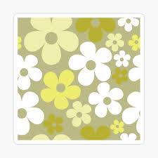 Vector floral set with leaves and flowers. Hippie Floral Gray Green Yellow Flower Border Seamless Pattern Photographic Print By 2creativenomads Redbubble
