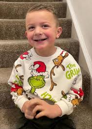 Morning this is my darling Grandson Hughie he is Autistic and has a  learning disability could one of you wonderful talented people add a  Christmas background this was Christmas jumper day 💙🥰 |