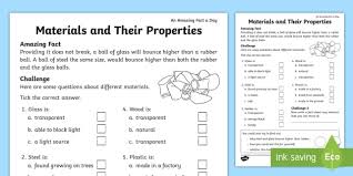 An educational website with 100s of free primary resources, worksheets, articles and teaching ideas for reception, year 1, year 2 and year 3 children. Free Ks1 Materials And Their Properties Worksheet Science Topic