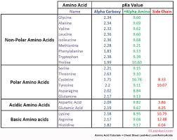 Pka Amino Acids Table Amino Acids Biochemistry Chemistry