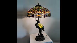 Fumat Stained Glass Table Lamp Creative Art Glass Table Light For Living Room Bird Crane Rise Frame Youtube