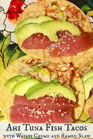 Maybe you would like to learn more about one of these? Ahi Tuna Fish Tacos With Wasabi Creme And Ramen Slaw For The Love Of Food