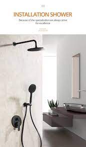 Shower Faucets Matte Black Wall Mount Bathroom Faucet Set Rainfall Square Big Shower Head Handheld Valve Bath Mixer Tap Shower Faucets Wall Mount Faucet Bathroom Big Shower Heads