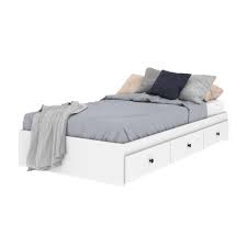 The bed also features some storage drawers. Bestar Mira Twin Platform Storage Bed White
