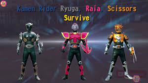 The ride kanji is the first one in knight/kishi 騎士, which is probably how the american adaptation kamen rider dragon knight came up with its name. Kamen Rider Ryuga Raia Scissors Survive Fanmade Youtube