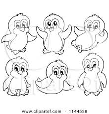 Penguin clip art black and white clipart panda free clipart images. Cartoon Of Cute Black And White Penguins Royalty Free Vector Clipart By Visekart 1144536